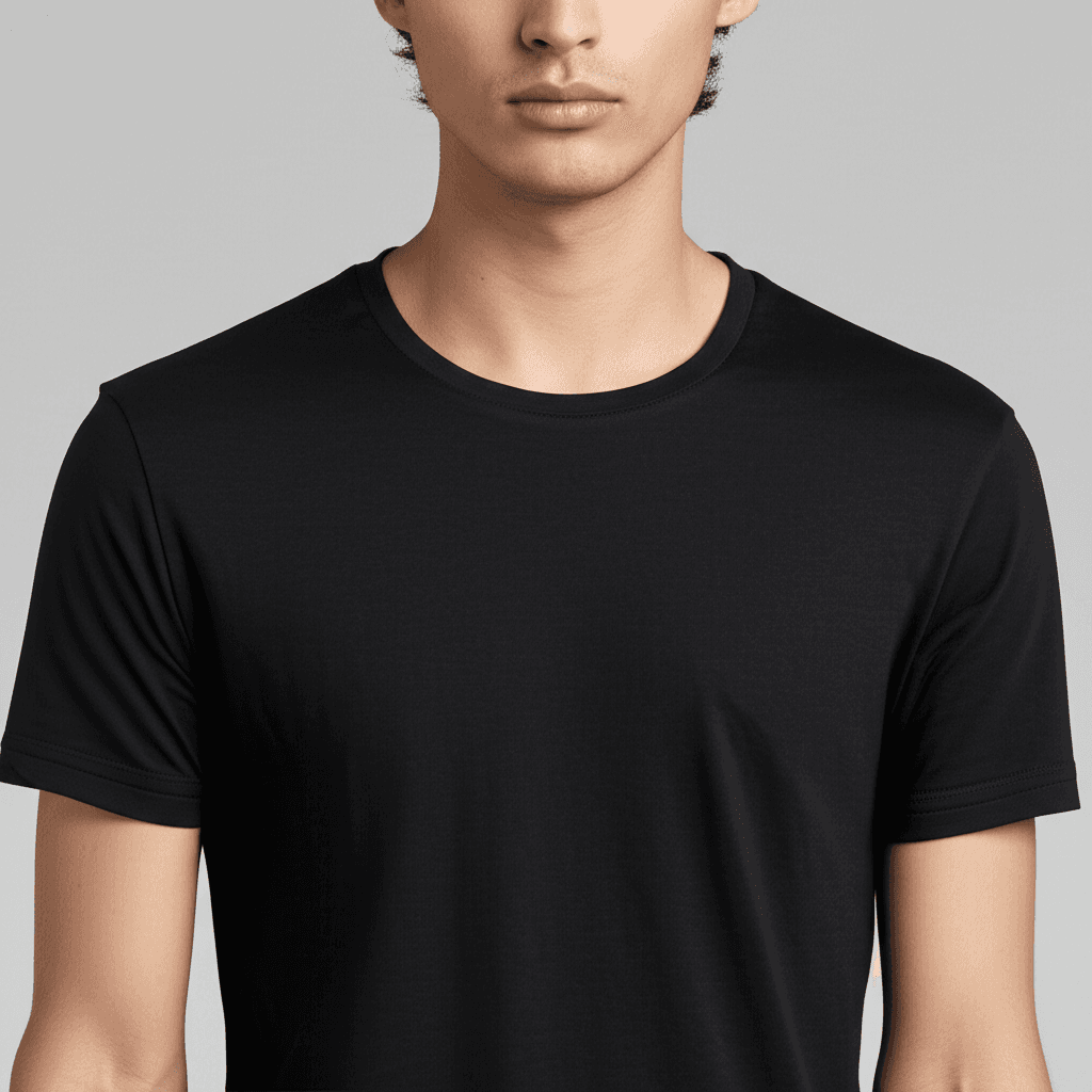 Black t-shirt styled as a premium everyday essential
