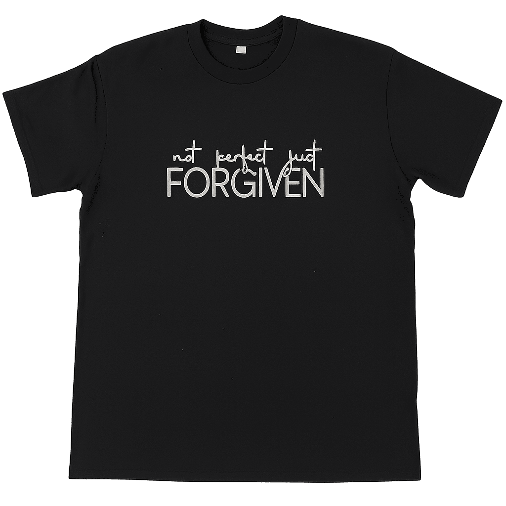 Black cotton graphic t-shirt for care and washing guidance